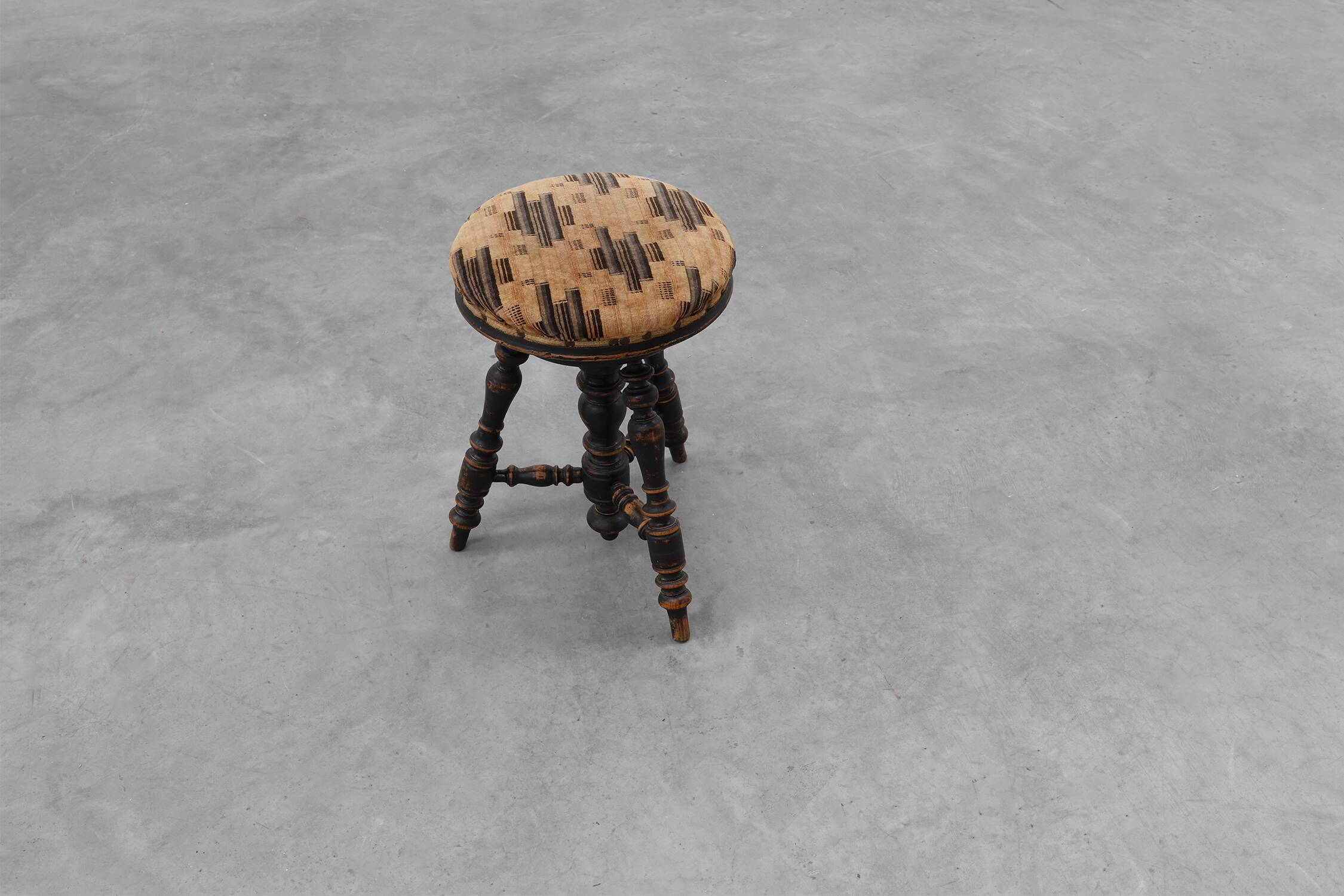 Art Deco adjustable piano stool with original upholstery, France 1920s