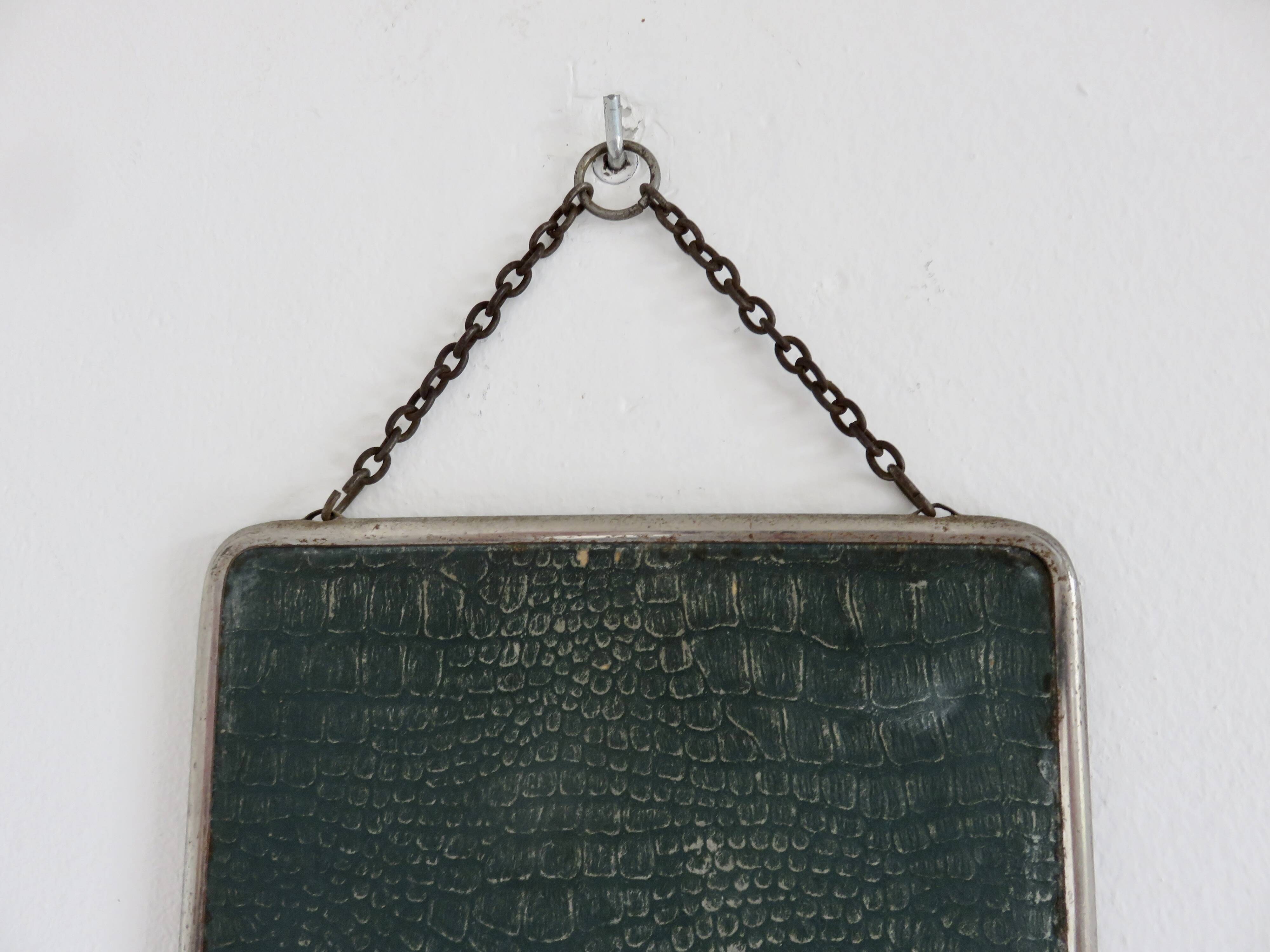Antique vintage barber's mirror with chain, 1930s-40s