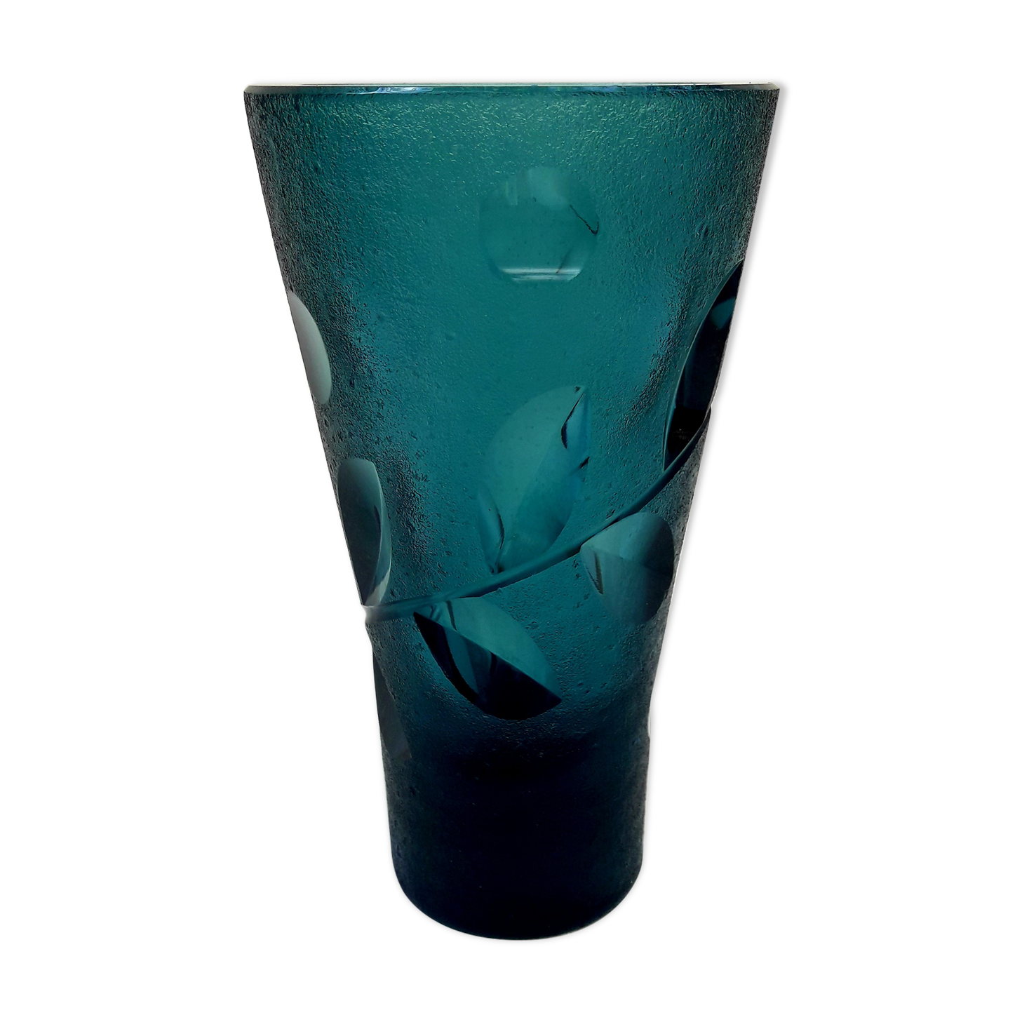Vintage vase thick glass midnight blue