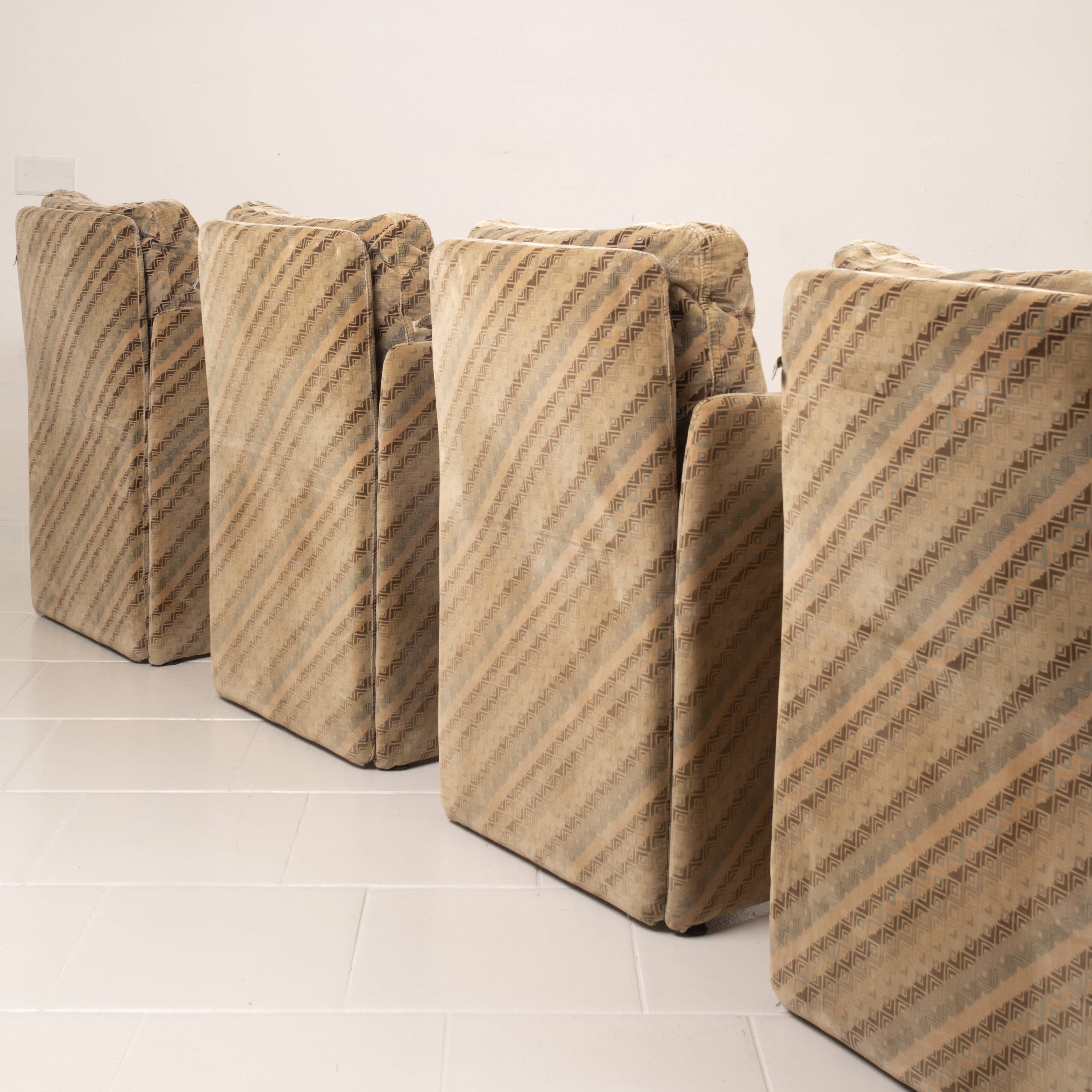 Ensemble de 4 fauteuils Salpol par Angelo Mazzola en collaboration avec Missoni