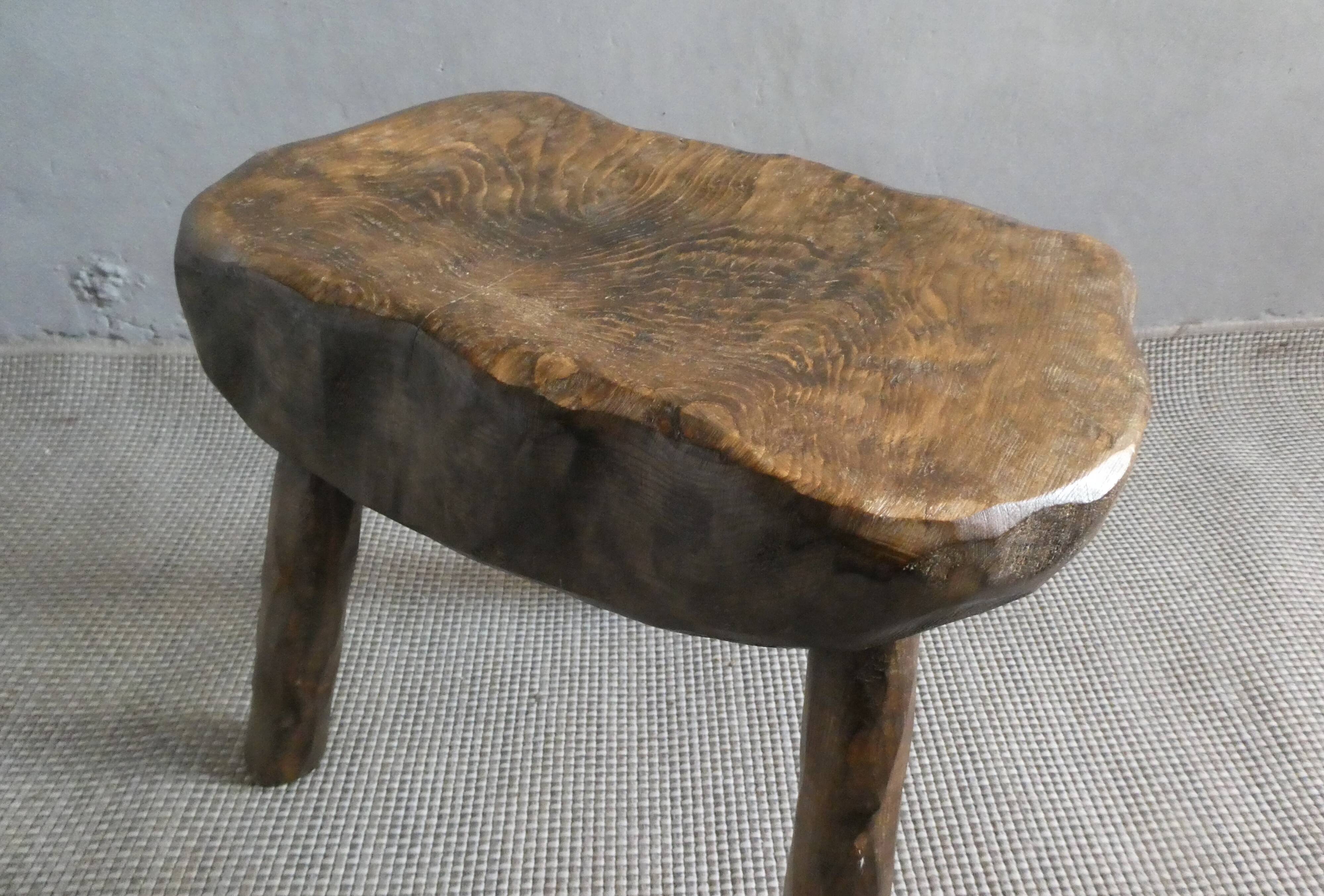 Cowherd stool, milking, solid wood, 1950s