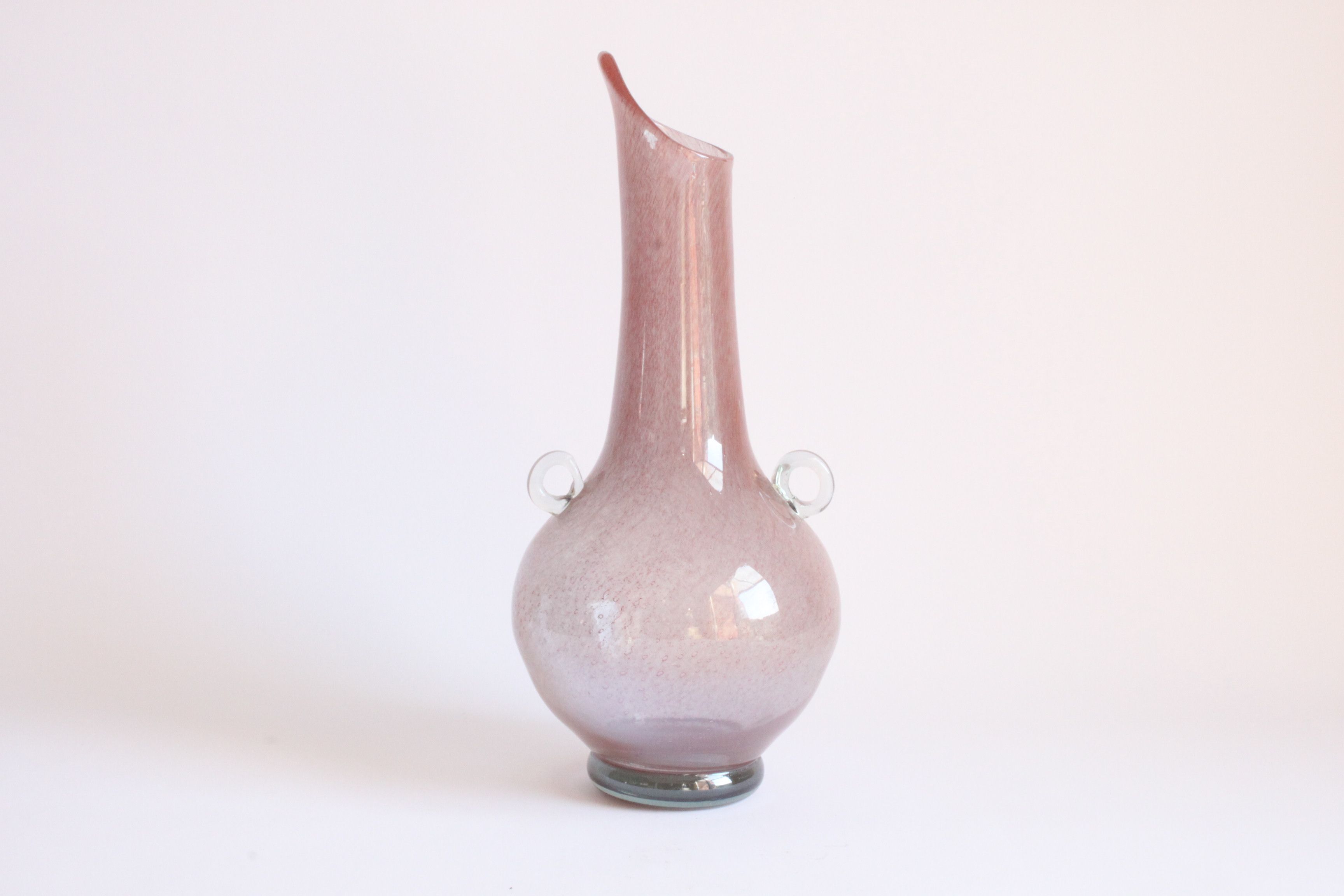 Pink Pulegoso glass vase with little ears, 1960s