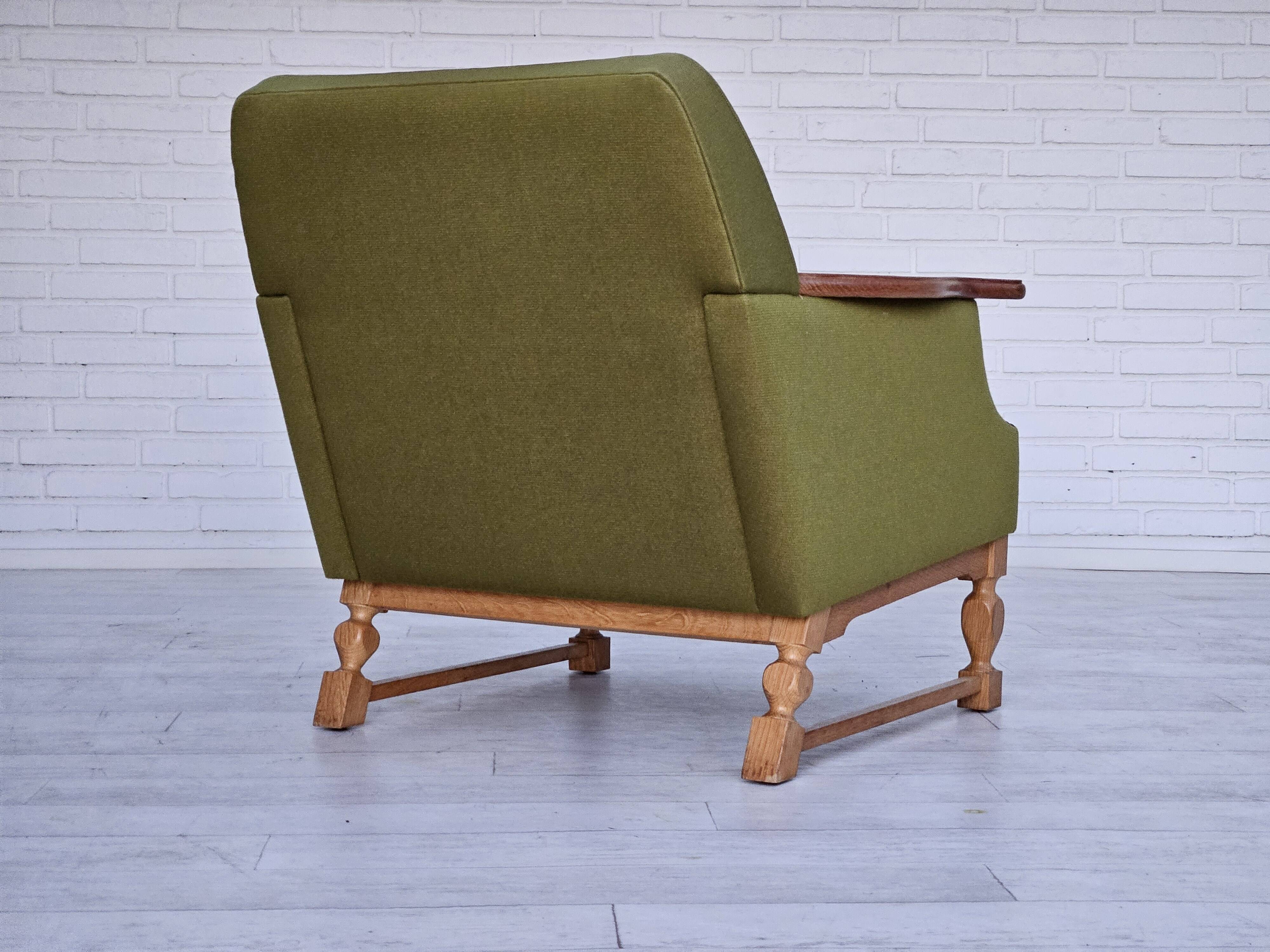 1970s, Danish lounge chair, wool, oak