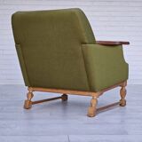 1970s, Danish lounge chair, wool, oak
