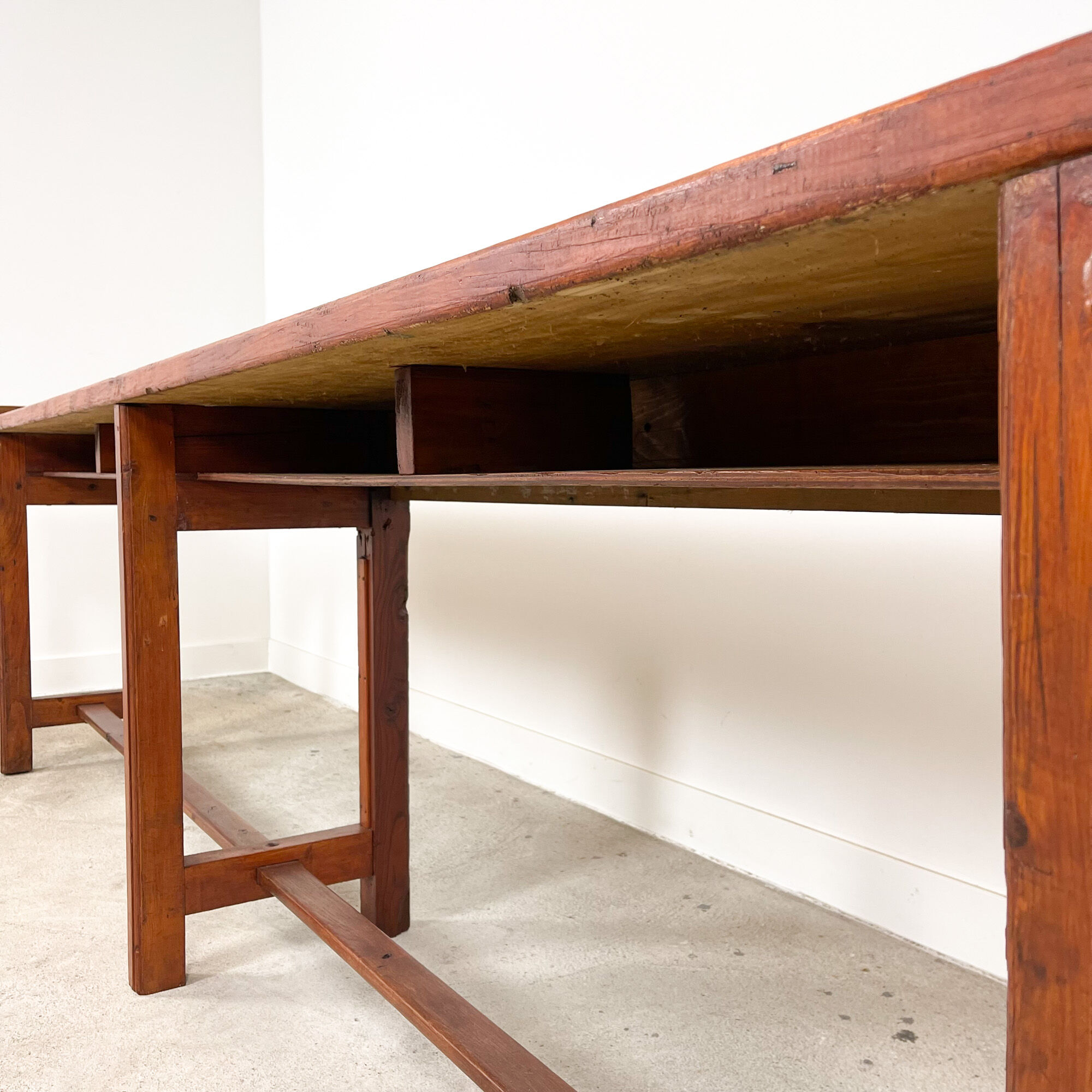 Large industrial wooden console table