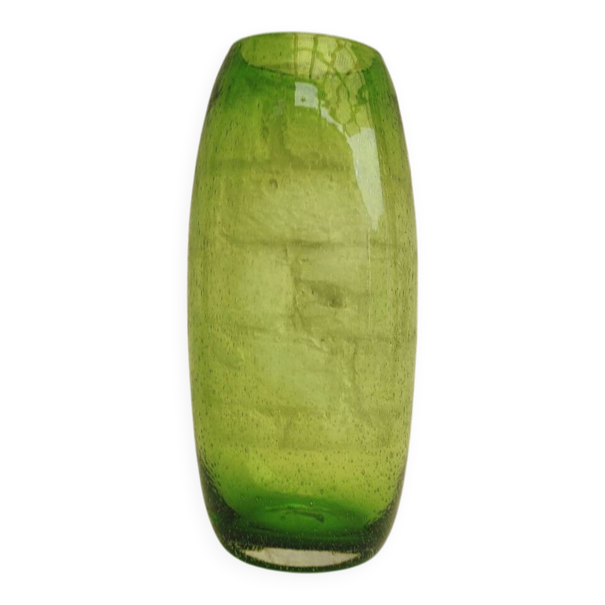 Vintage green bubble glass cylindrical vase - Scandinavian style