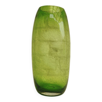 Vintage green bubble glass cylindrical vase - Scandinavian style