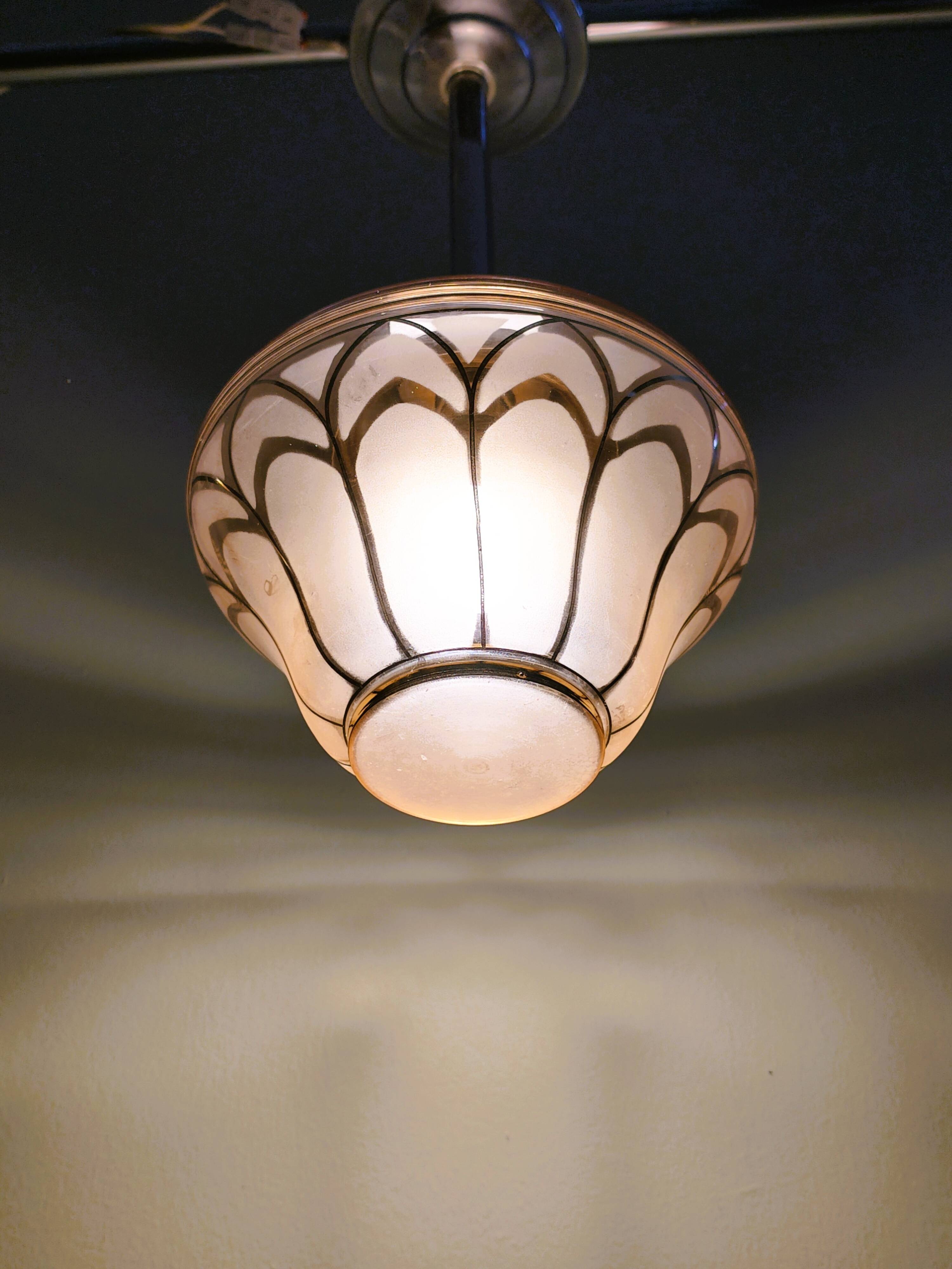 Antique amber and gold glass pendant light