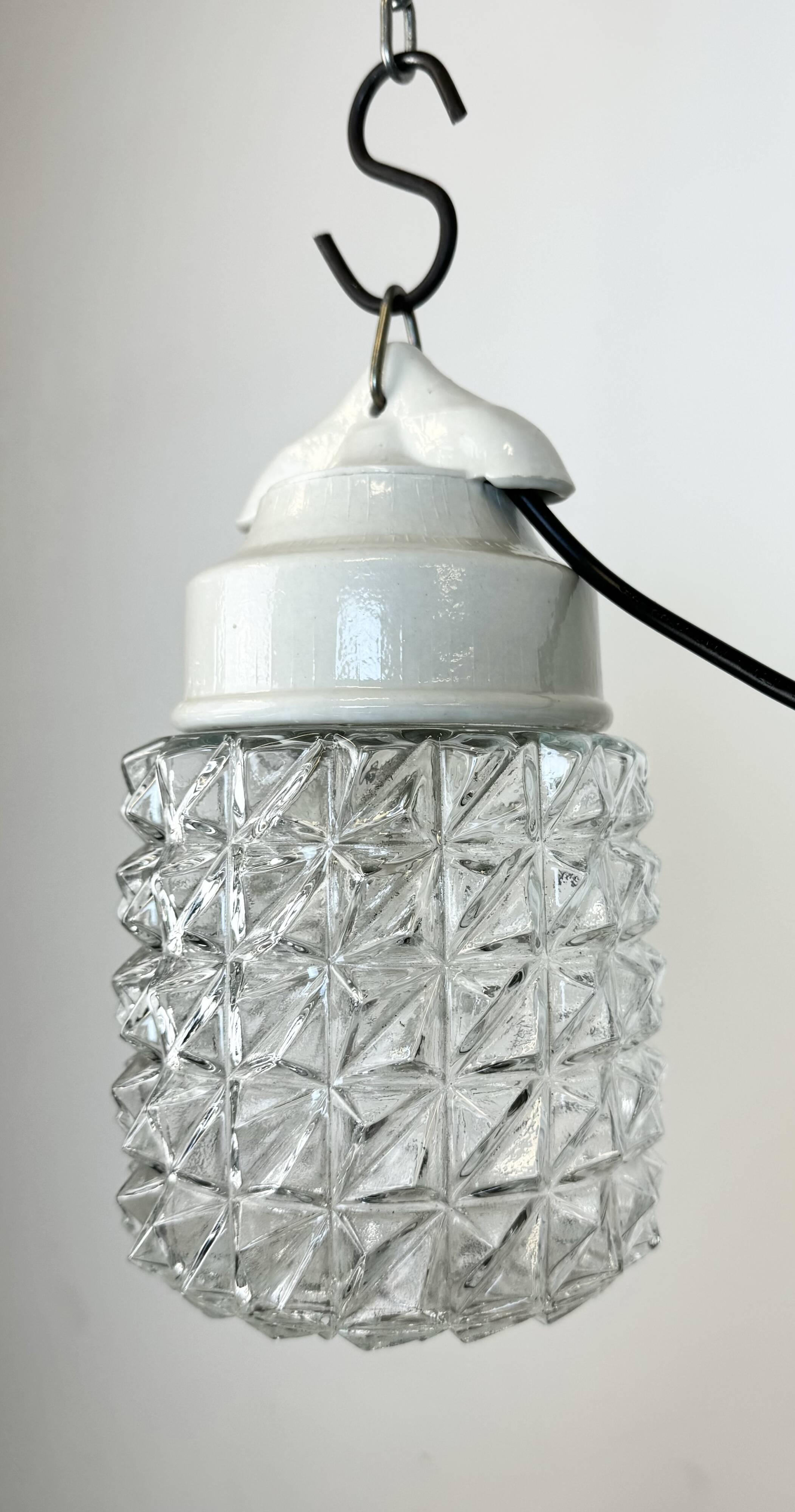 Vintage White Porcelain Pendant Light, 1970s