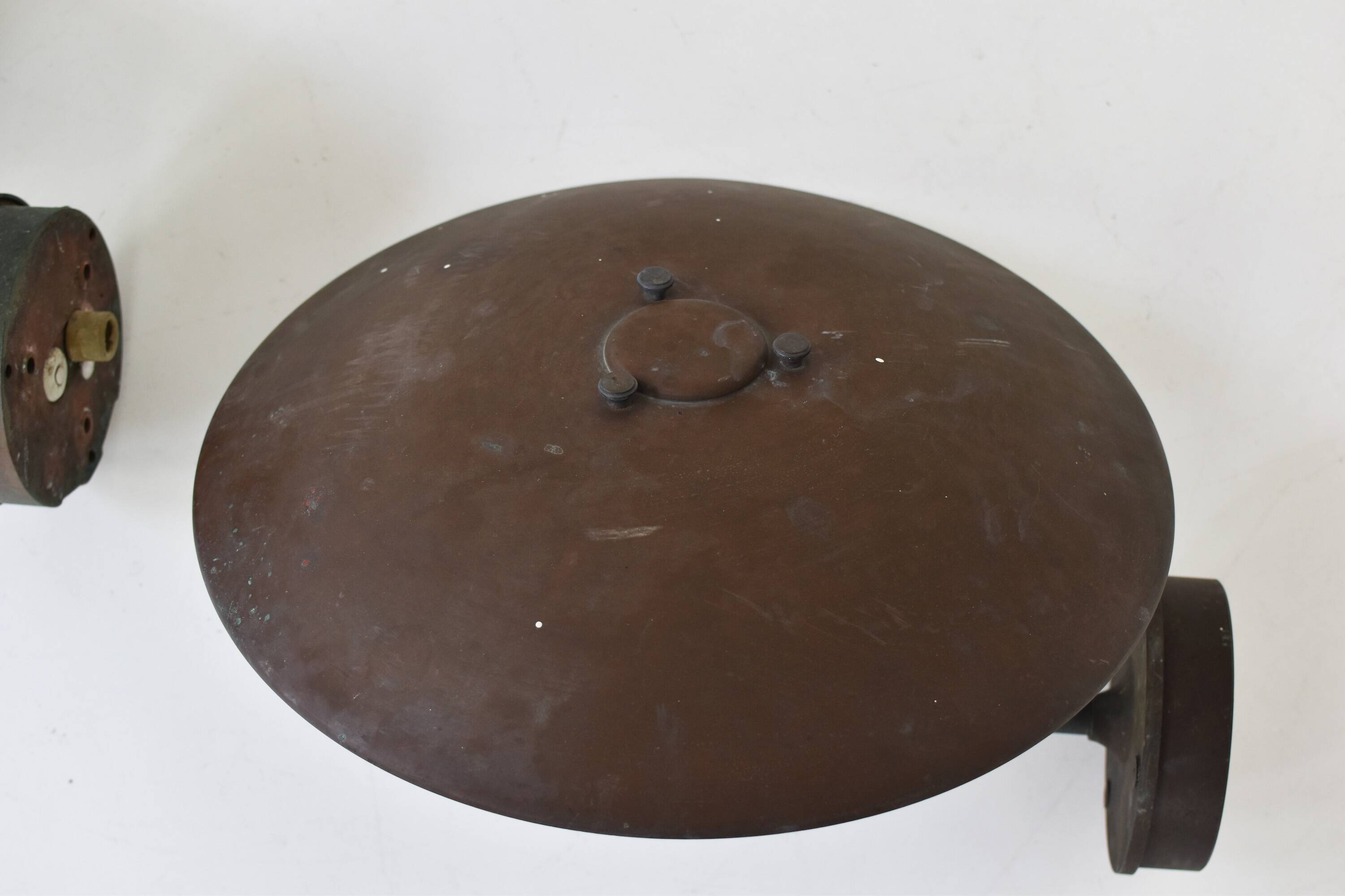 A set of two ph 4.5 copper wall lamps by poul henningsen for louis poulsen, denmark 1980s.