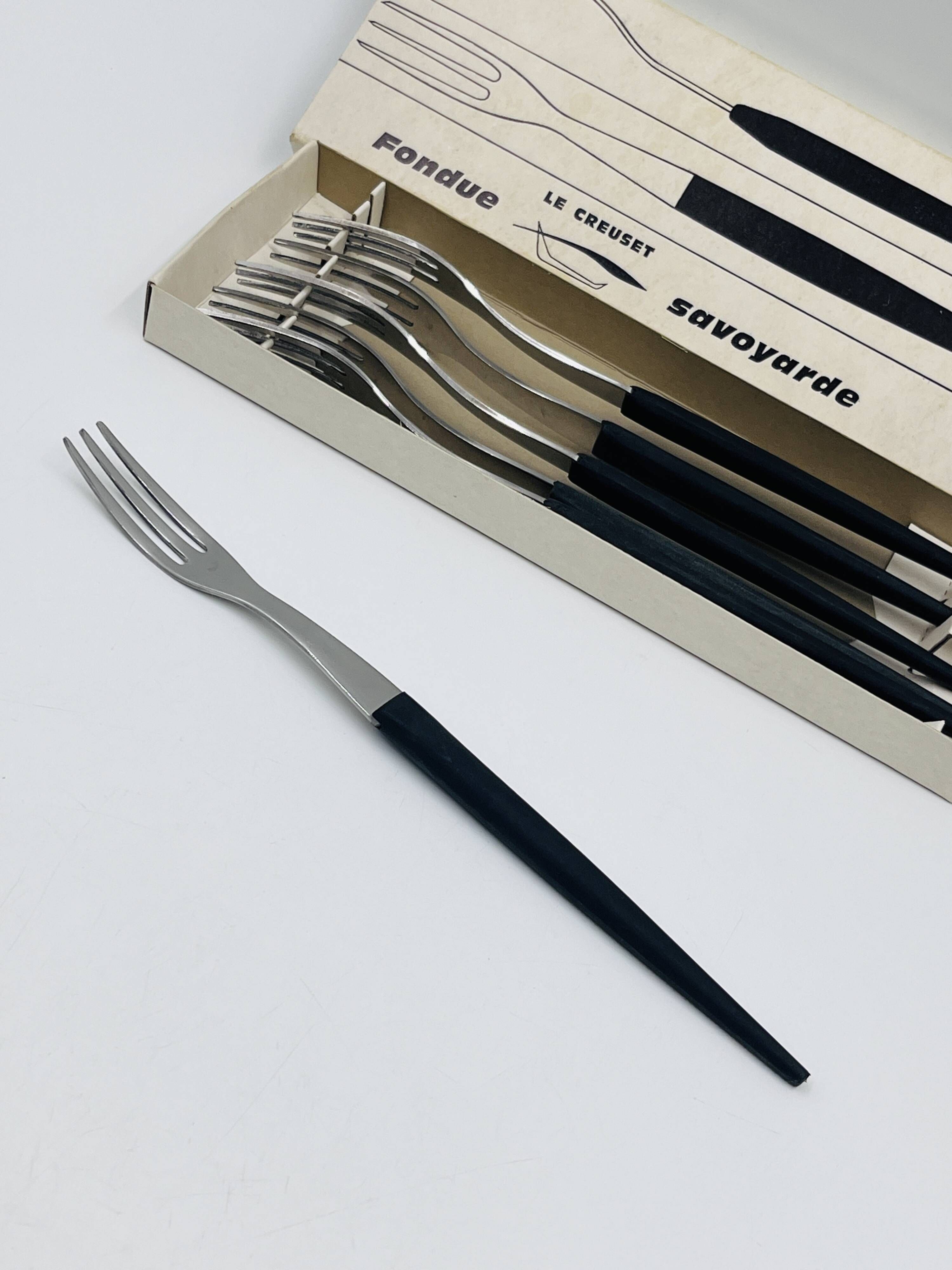 Set of 6 Savoyard fondue forks by Le Creuset with original box.
