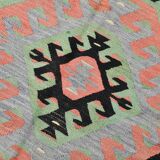 Tapis Kilim Vintage Pastel Fait Main, Motifs Géométriques Turcs, 175x336 Cm