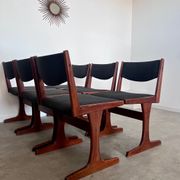Set of 6 old Scandinavian chairs from the 60s, vintage teak