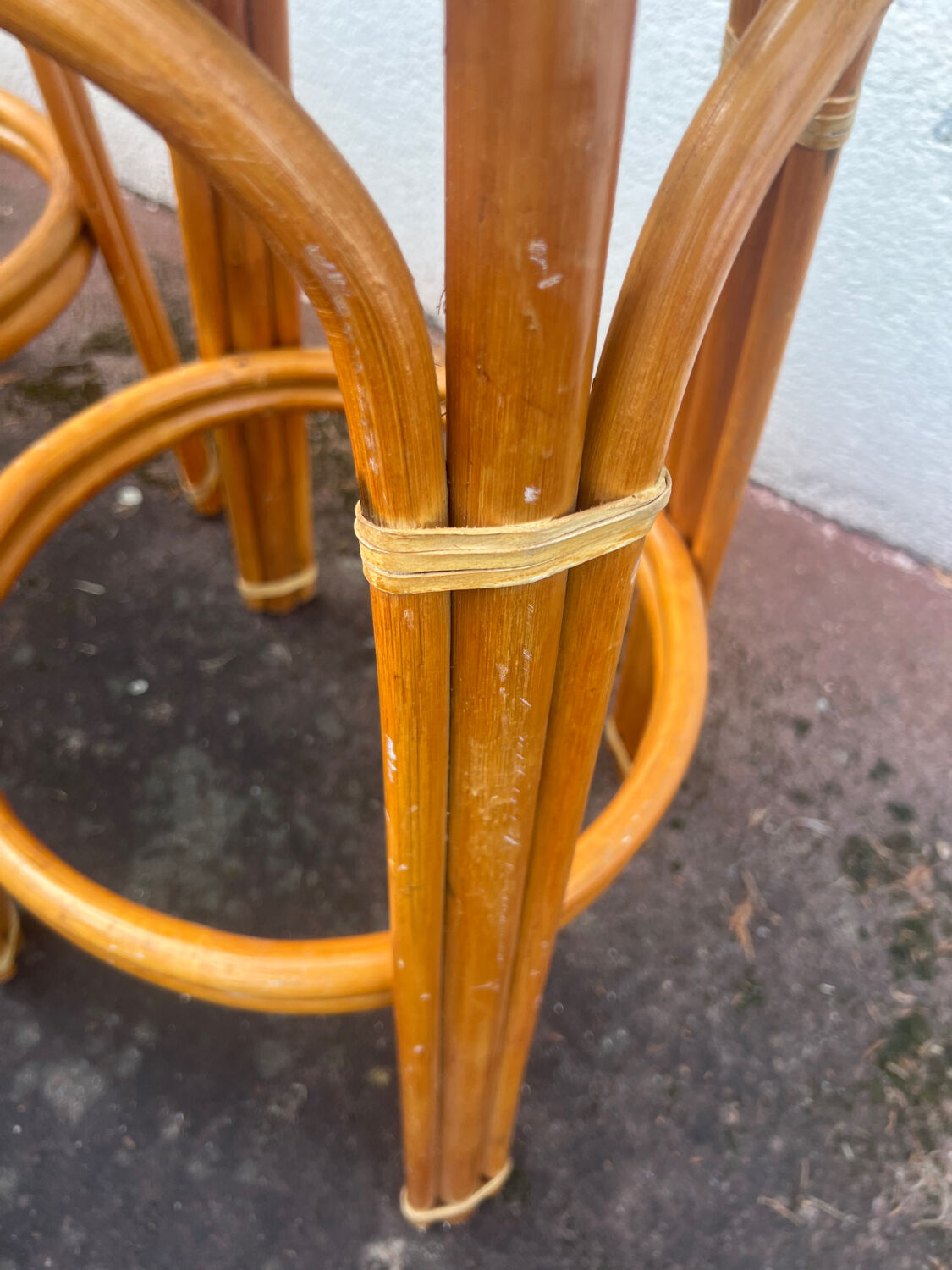 3 vintage rattan stools from the 70s