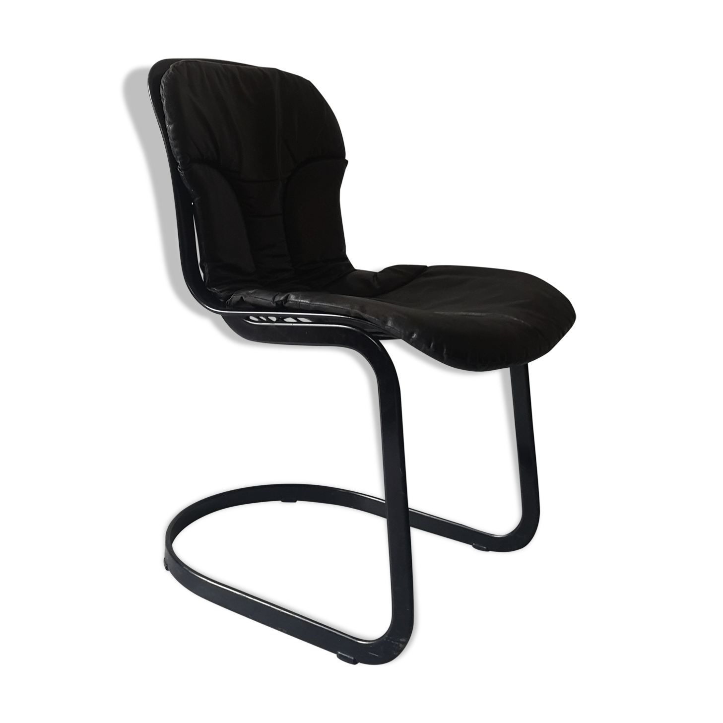 Black metal and leather chair Cidue, Italy 1970