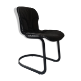 Chaise en métal noir et cuir Cidue, Italie 1970