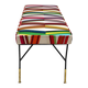 Mid Century Modern Rectangular Footstool with Geometric Multicoloured Fabric