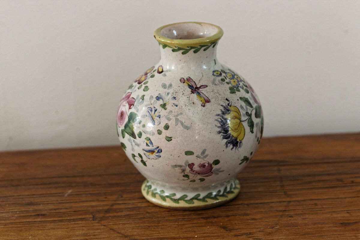 Earthenware ball vase, signed Veuve Perrin