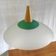 Scandinavian style pendant light in glass and wood - late 20th century