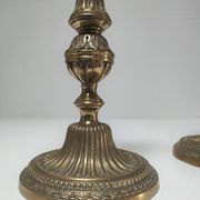 Pair of candle holders torches gilded bronze patinated style louis xvi period 19th century
