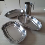 Lot de 3 plats et 1 pichet inox