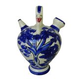 Gargoulette vintage espagnole en céramique bleue et blanche