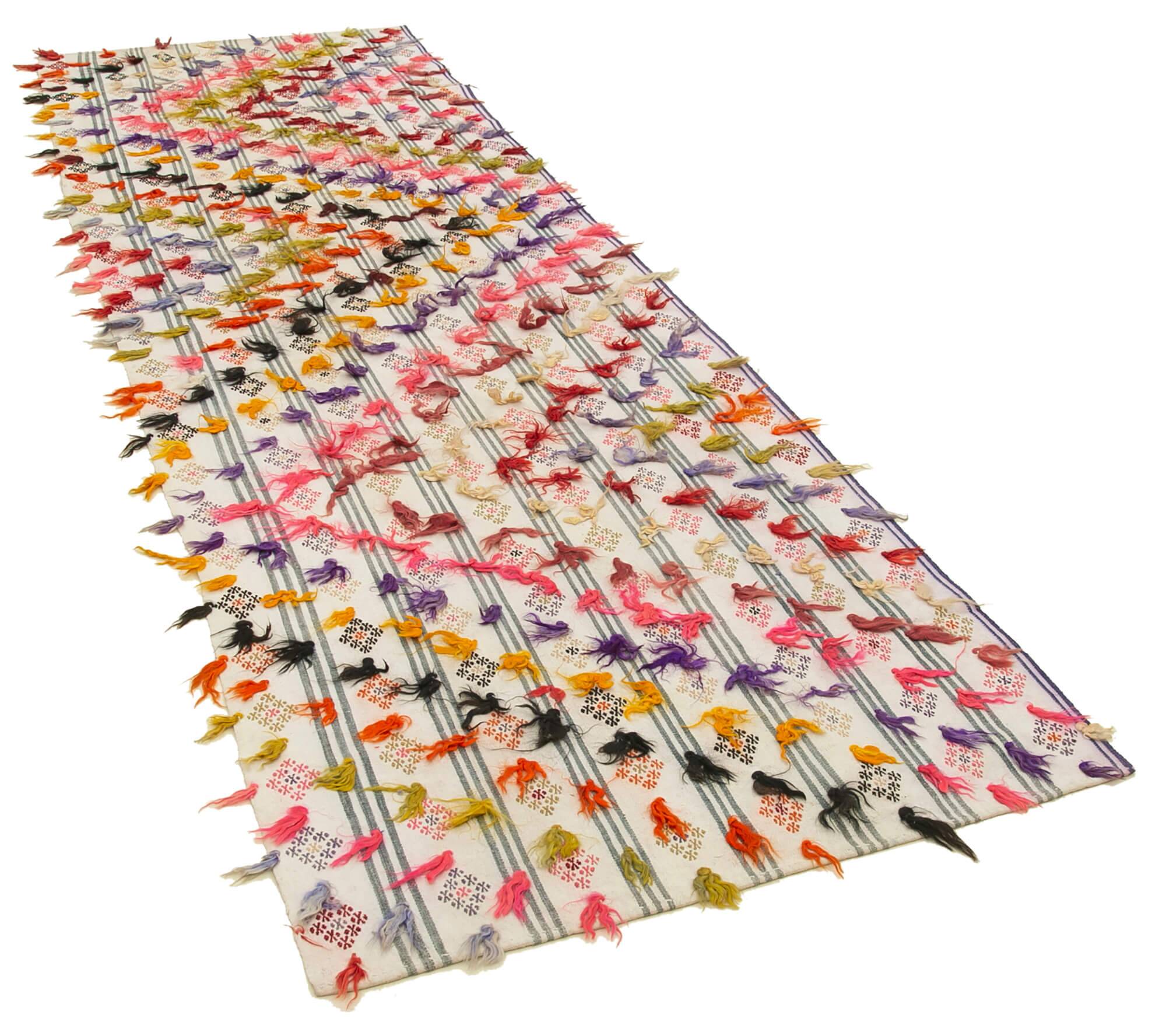 Turkish Handmade Vintage Anatolian Kilim 101 cm x 328 cm