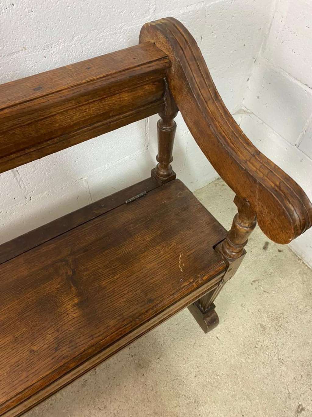 Antique wooden bench with pinned construction