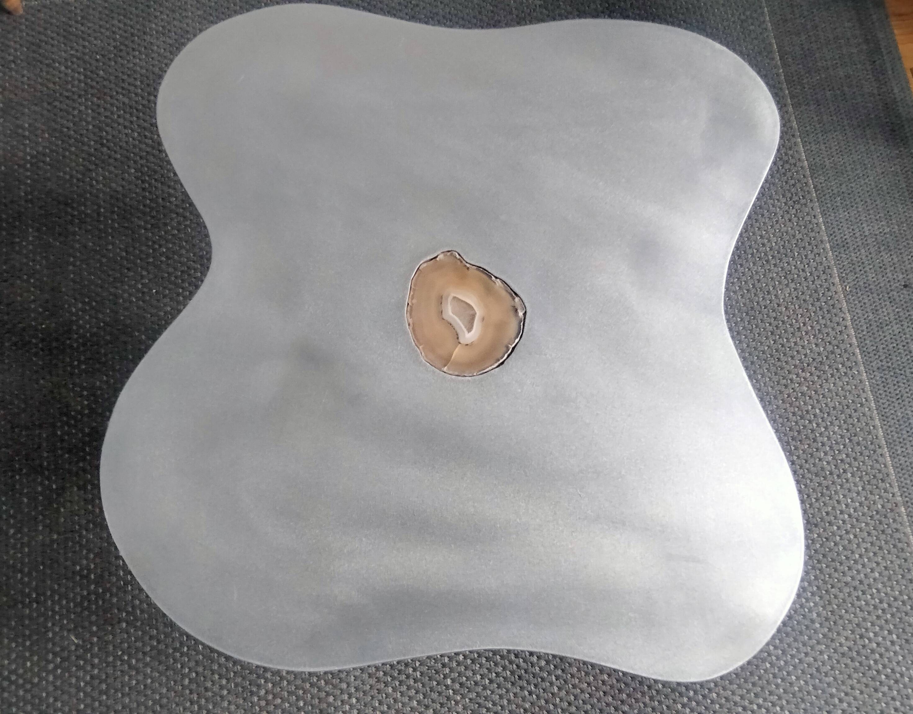 Stainless steel/agate/aluminum side table