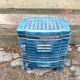 Antique wood pole signed chapée cast iron enamel blue retro design