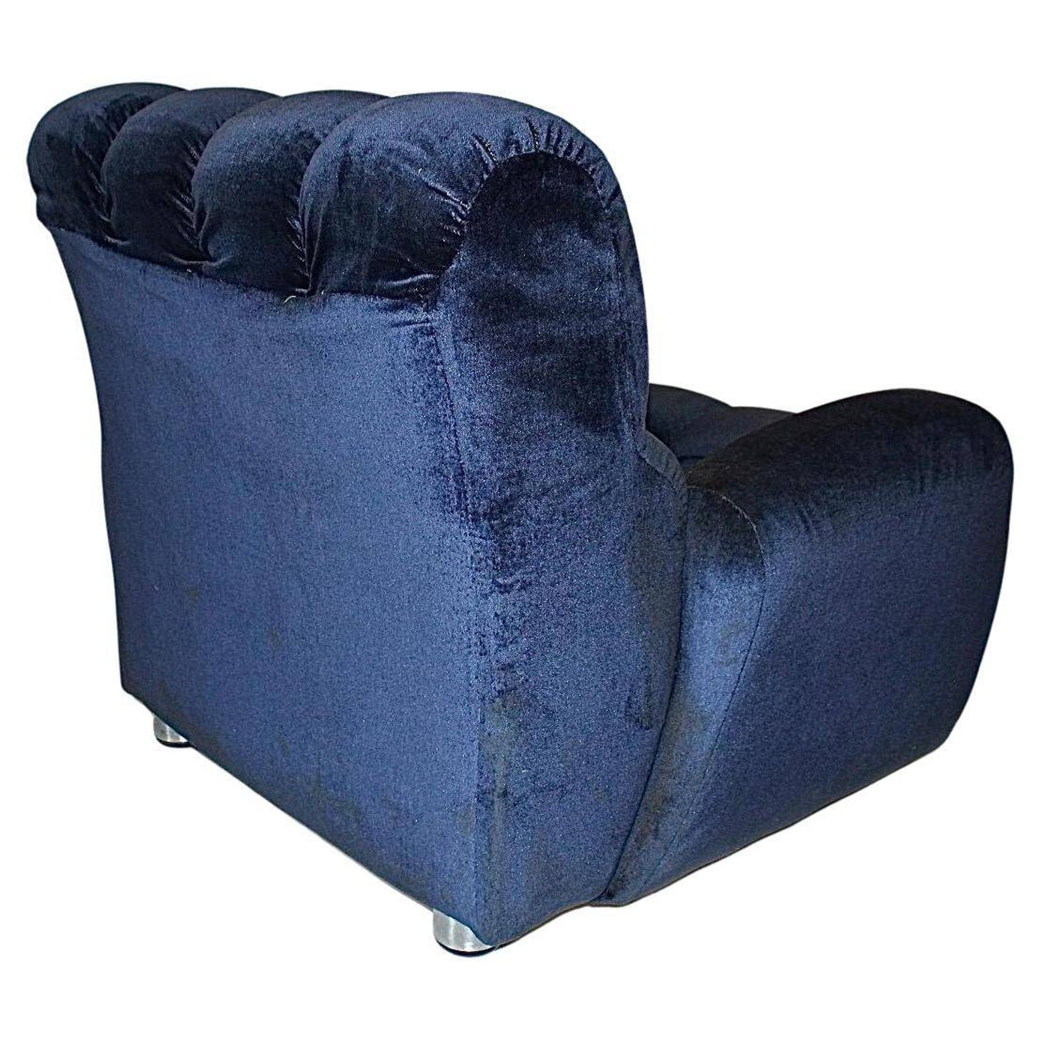 Fauteuil italien moderne en velours bleu