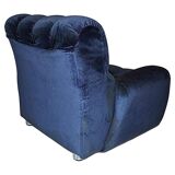 Fauteuil italien moderne en velours bleu