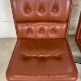 Pair of brown leather armchairs 1980