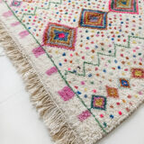 Moroccan Berber carpet azilal ecru with multicolored patterns 235x162cm