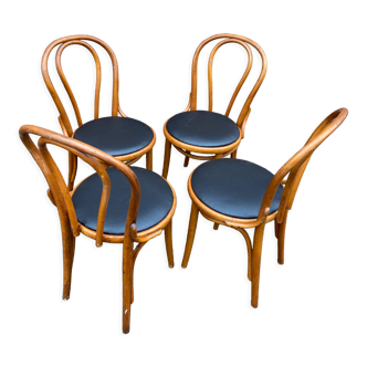 Set of 4 viennese curved wood chairs bistrot
