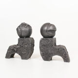 Ensemble de serre-livres en aluminium coulé brutaliste par Willy Ceysens, Belgique, années 1980.