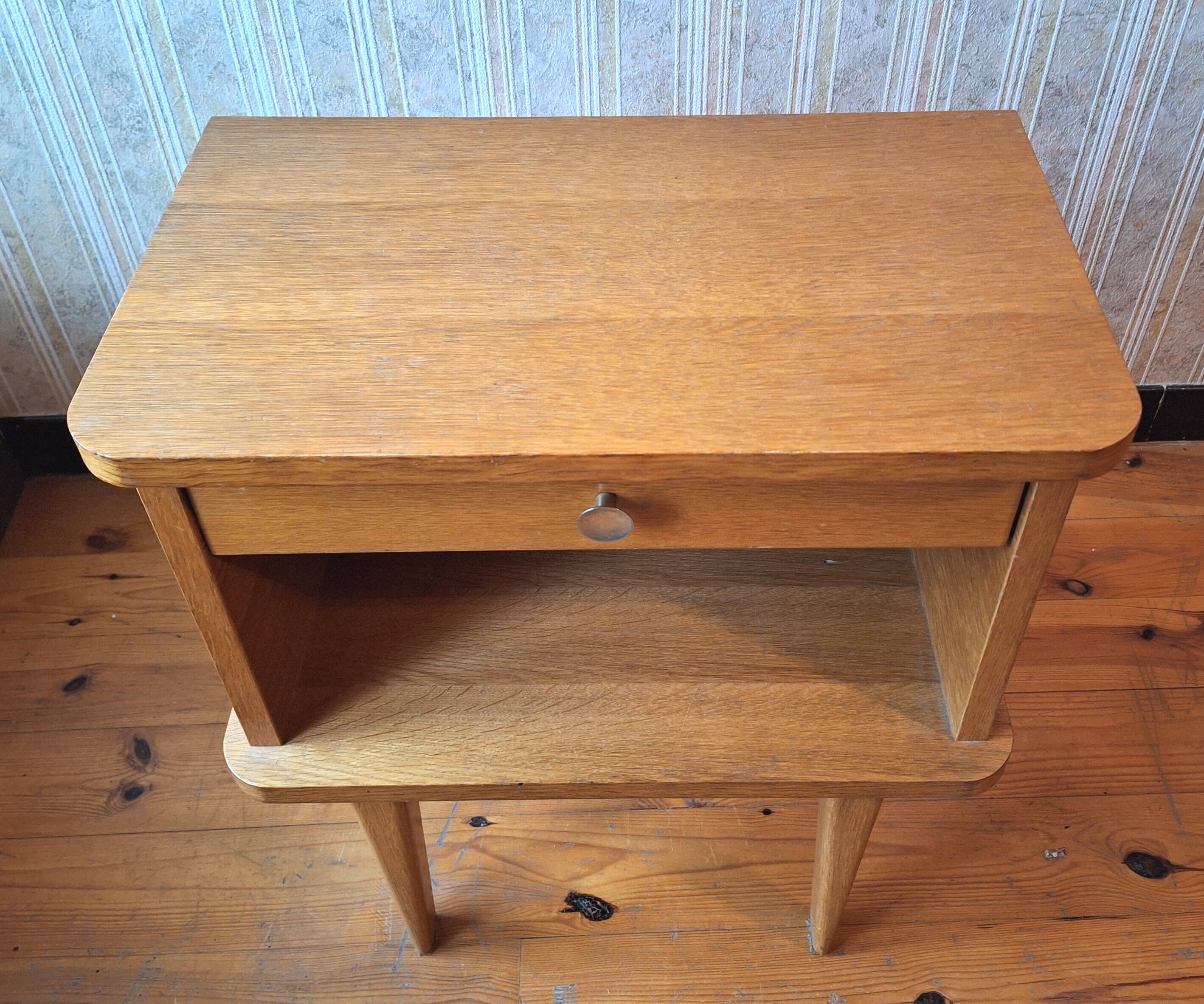 Blond wood bedside table