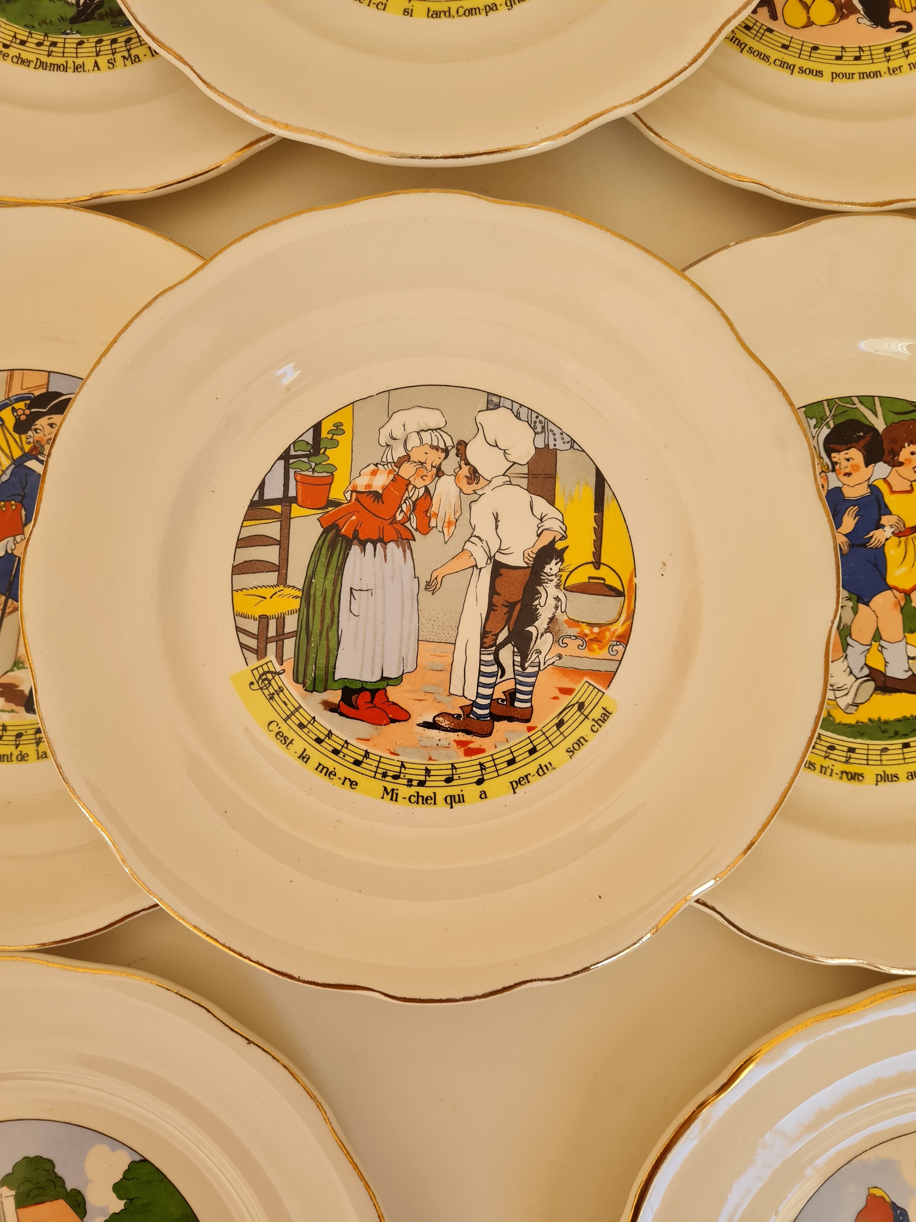 Dessert plates nursery rhymes of digoin and sarreguemine