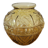 Yellow art deco ball vase