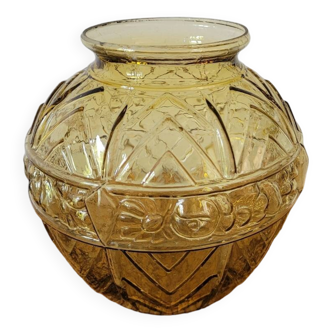 Yellow art deco ball vase