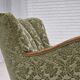 1960s, Danish armchair, green furniture velour, solid oak wood.