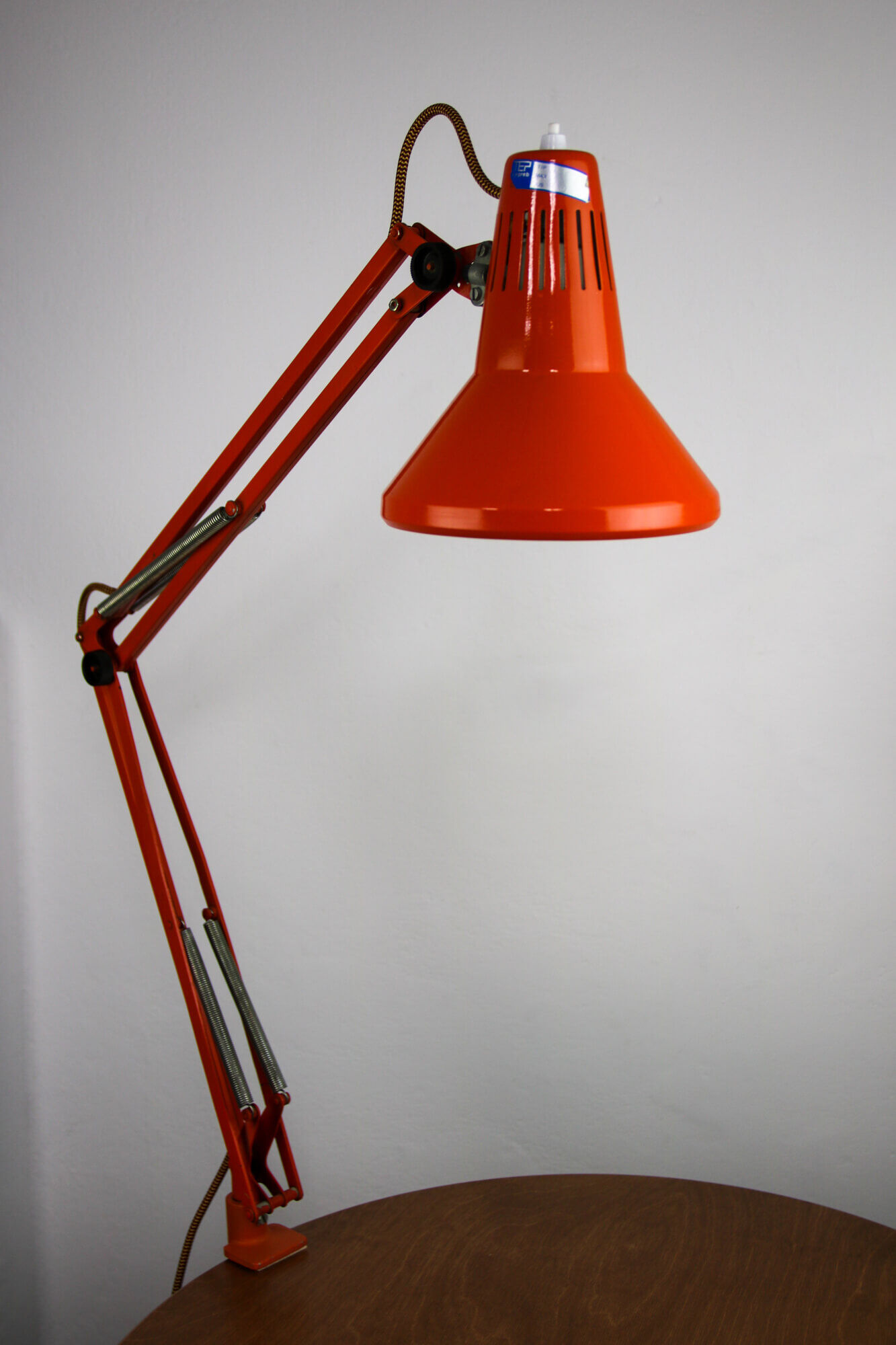 Orange adjustable achitect table lamp by tep, 1970s