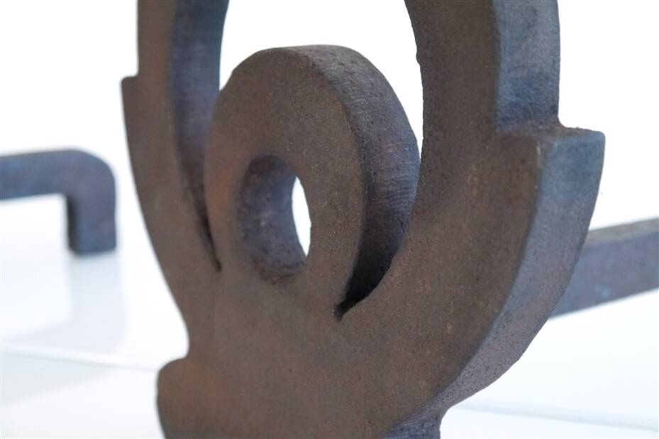 Pair of modernist wrought iron andirons