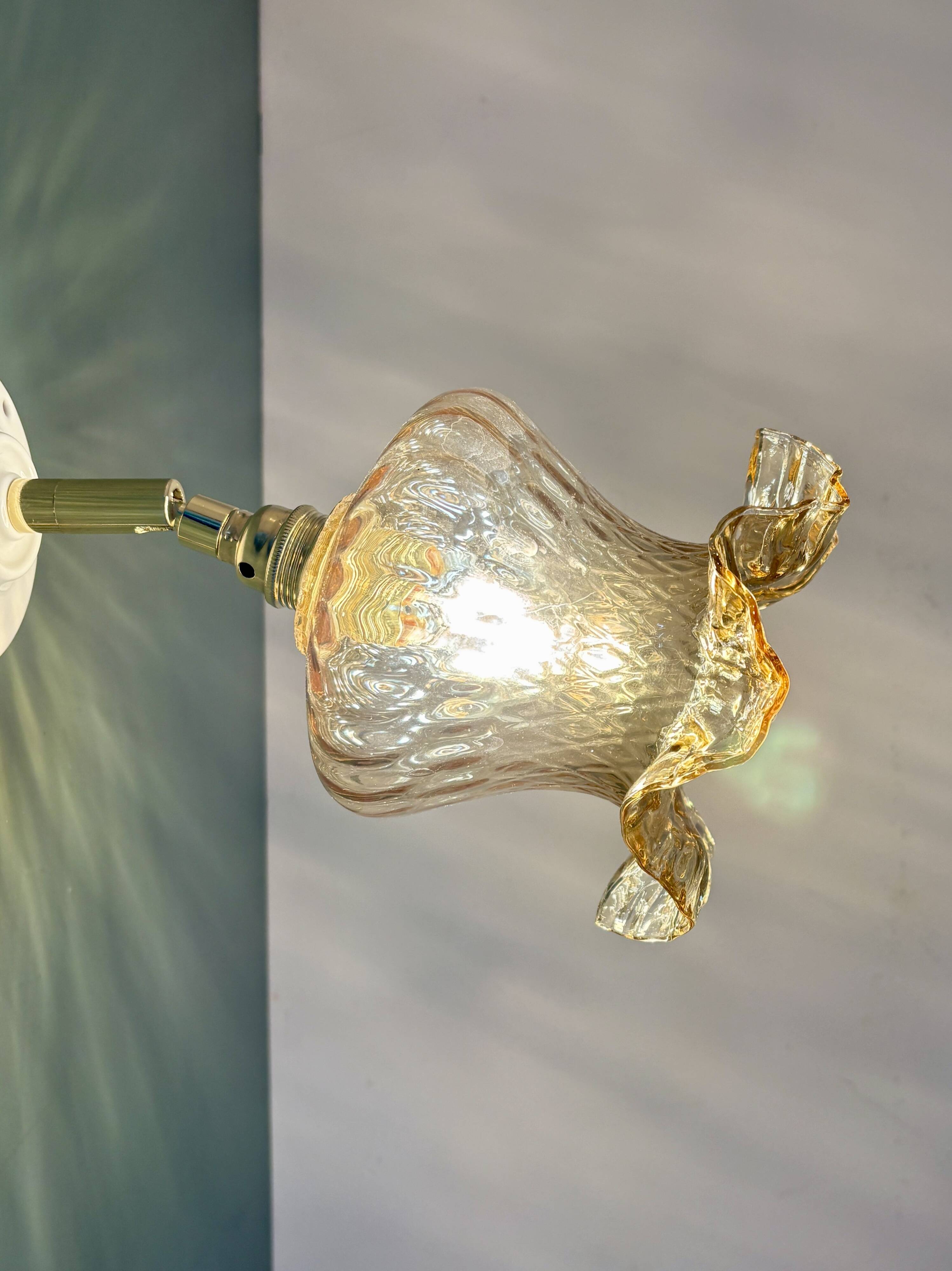Vintage amber glass tulip wall light