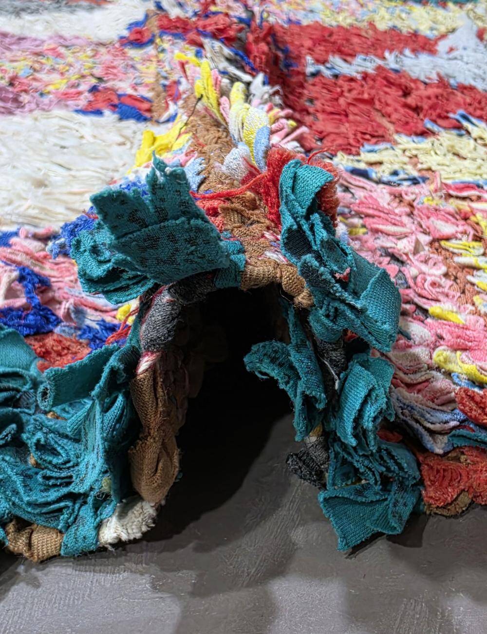 Colorful Boucherouite Rag Rug - 259 x 106 cm