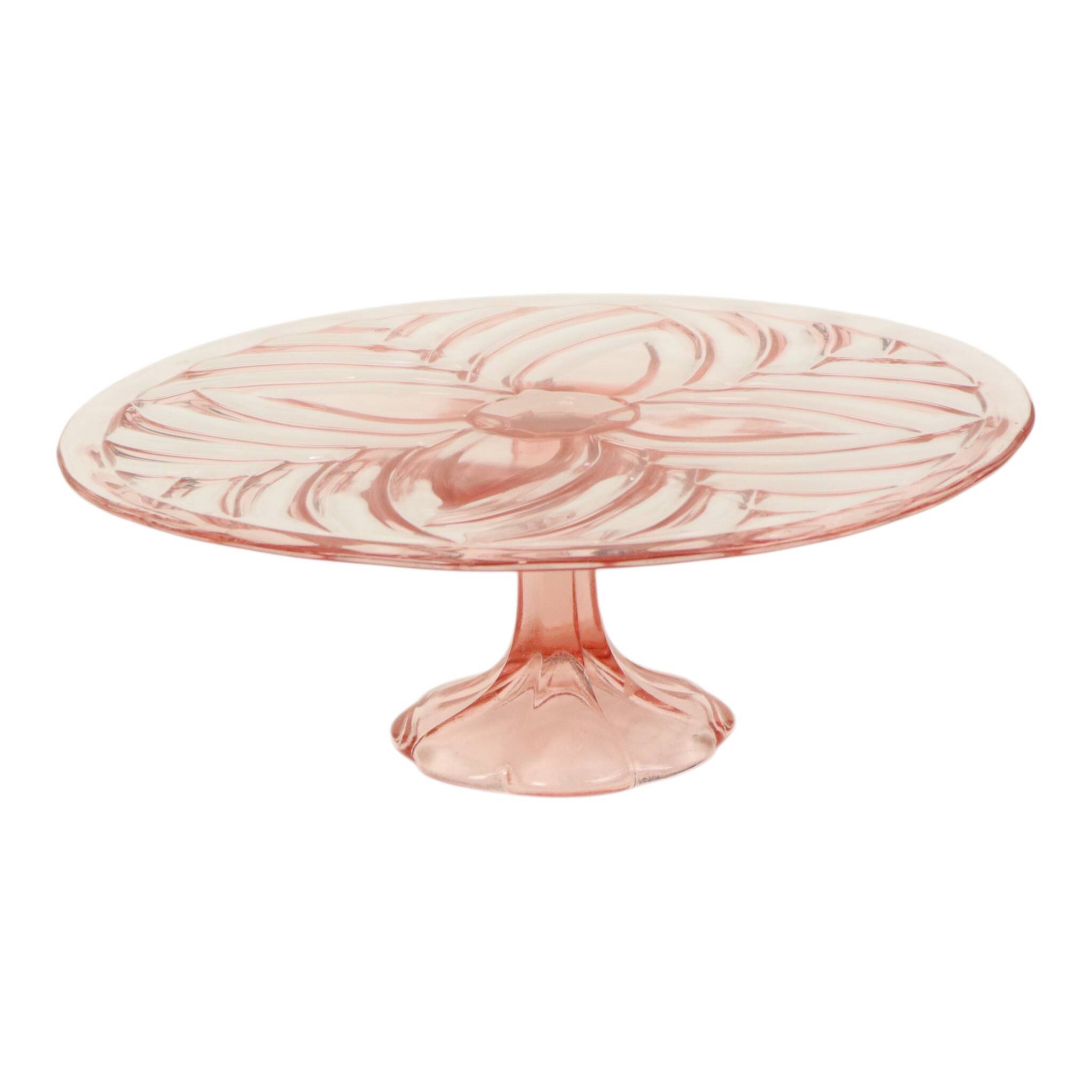 Pink Art Deco Cake Plate Pastry Dish Val Saint Lambert 34cm