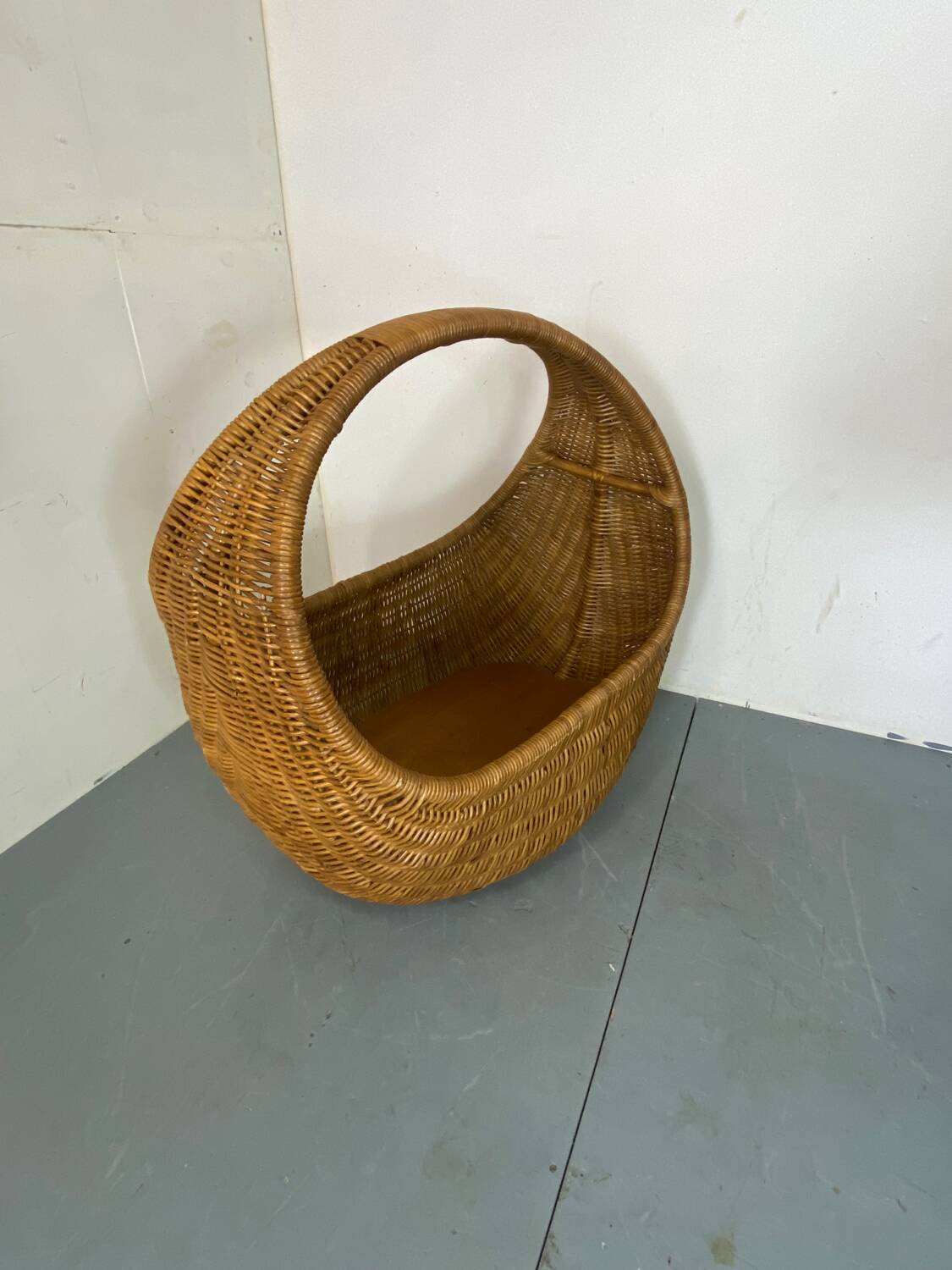 Vintage Wicker and Bamboo Basket Baby Bed  Netherlands, 1960s