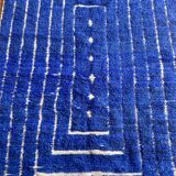 Klein blue Berber Moroccan carpet with reliefs