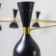 Black lacquered metal 12-arm light chandelier. Contemporary.