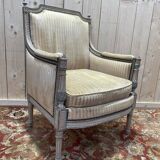 Fauteuil - Bergère de style Louis XVI avec signature